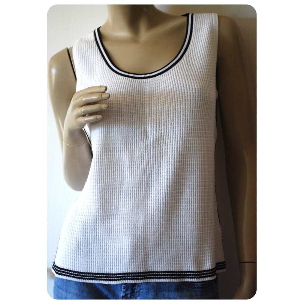 St John Sport White Waffle Knit Shell Tank Top Tennis Preppy Size S - Picture 1 of 4